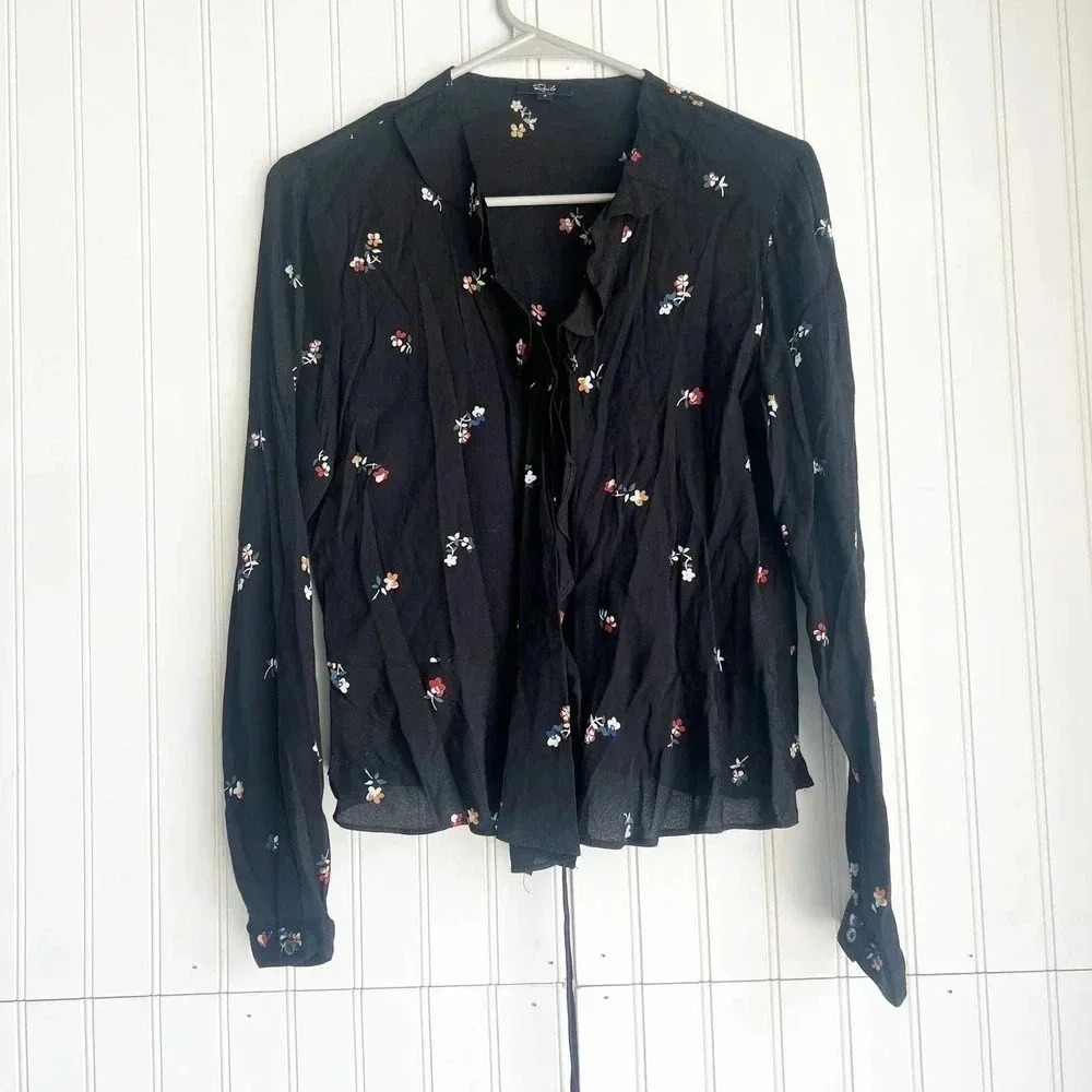 Rails Size Small Simone Wrap Top in Black Kyoto Floral Women’s - Picture 4 of 8